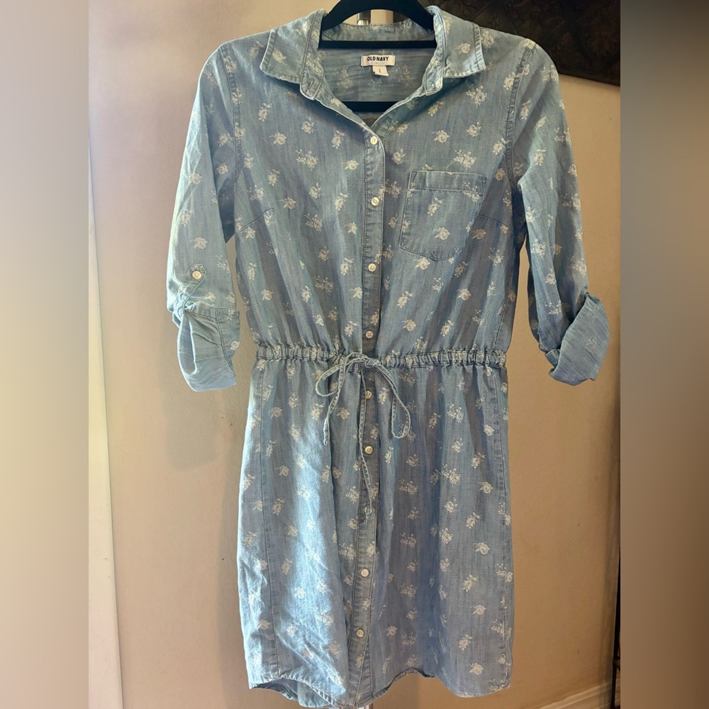 Old Navy Light Blue Floral denim dress